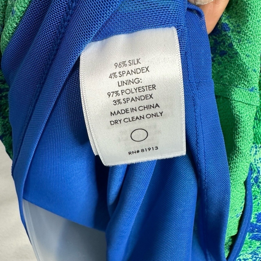 Tracy Reese Dress Womens 6P Green Blue Silk Abstract Ruched Luxury Feminine - Picture 8 of 11